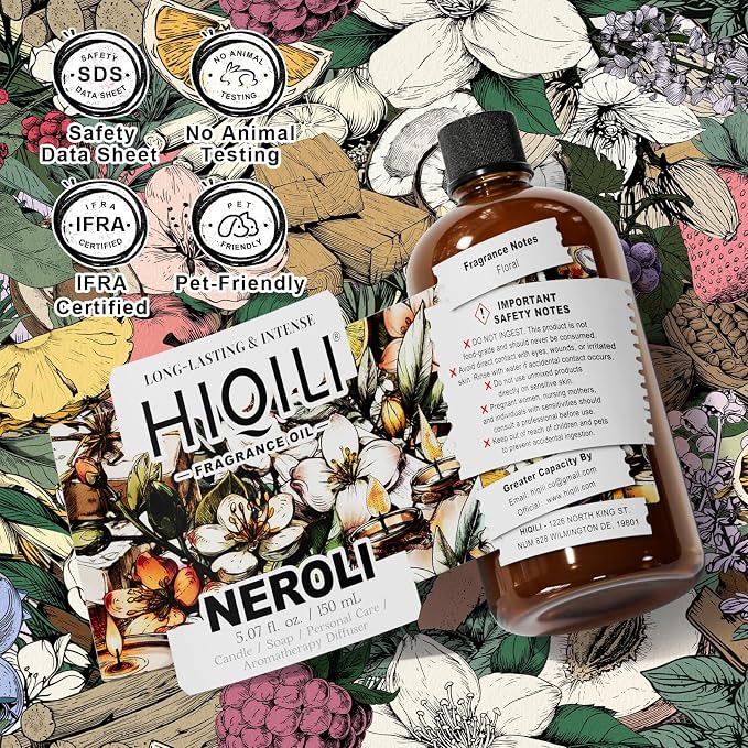 HIQILI Neroli Fragrance Oil for Perfume Making & Add to Body Lotion | for DIY Candle & Soap Making, Add to Body Lotion and Handcream - 5.07 FL Oz / 150ML