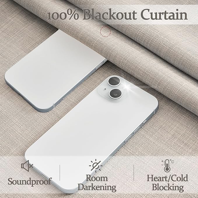 Extra Long 120 Inch Full Blackout Greyish Beige Curtains for Room Divider, Memory Trained Pinch Pleated Ceiling Natural Linen Textured Windows Drapes Insulated Privacy 10FT Length Curtain 2 Panels Set