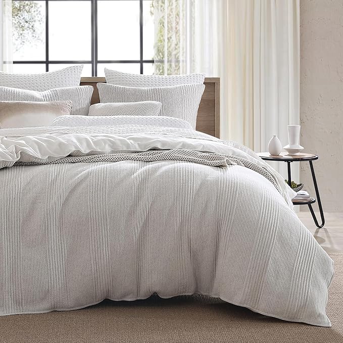 Duvet Cover Set - King, Soft Jersey Knit Bedding - 3 Piece - Heathered Gray