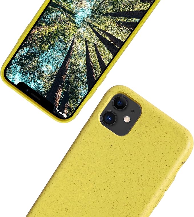 eplanita Eco Mobile Phone Case Compatible with iPhone 11, Plant Fiber, Drop Protection Cover, Durable and Sustainable (for iPhone 11, Yellow)