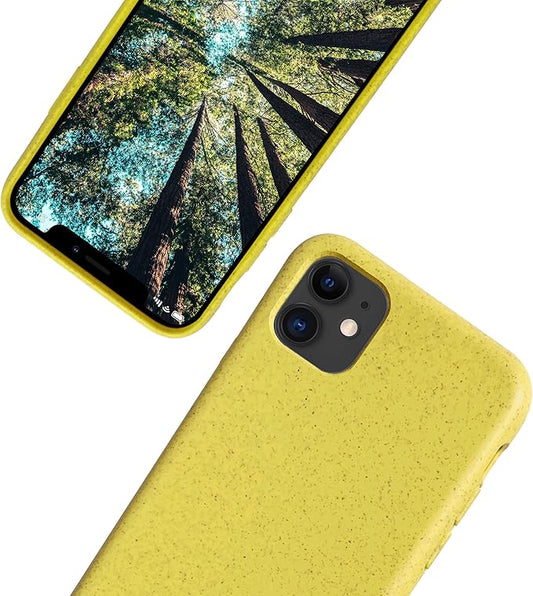 eplanita Eco Mobile Phone Case Compatible with iPhone 11, Plant Fiber, Drop Protection Cover, Durable and Sustainable (for iPhone 11, Yellow)