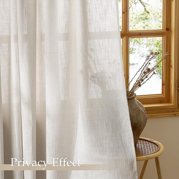 NICETOWN Linen Curtains for Bedroom/Faurmhouse 84 inches Long 2 Panels Set, Fog Grey Thick Living Room Faux Linen Blend Privacy Window Drapes Rod Pocket & Back Tab with Light Filtering