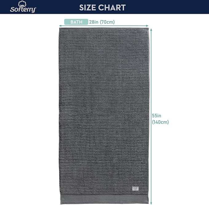 Softerry Waffle Bath Towel Set - 100% Soft Cotton - Plush and Extra Absorbent - Luxury Hotel & Spa Quality - Fade Resistant - Eco-Friendly (Space Gray, Set of 4 Bath)