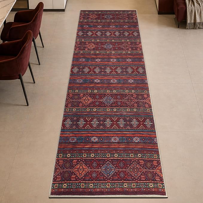 Keen Home Design 30"x84" Rug - Machine Washable Runner Rug with Non-Slip Backing, Ideal for Hallway, Entryway, Kitchen, Laundry Room - Vintage, Easy Clean, Durable, Low Pile Rug - (2'6" x 7')