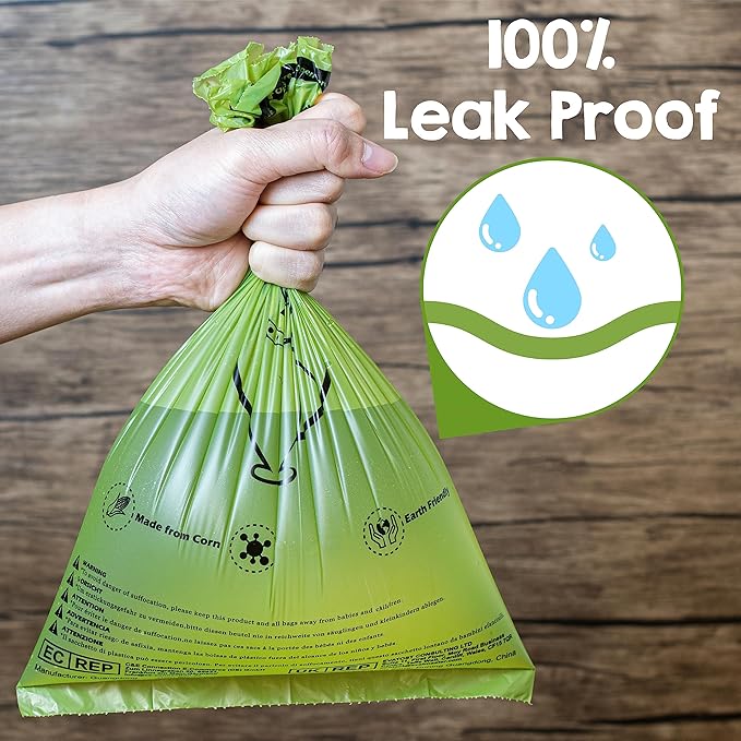 Dog Poop Bags Rolls with Dispenser & Holder, 510 Pet Waste Bags, 100% Leak Proof Extra Thick and Strong Corn Starch Blend