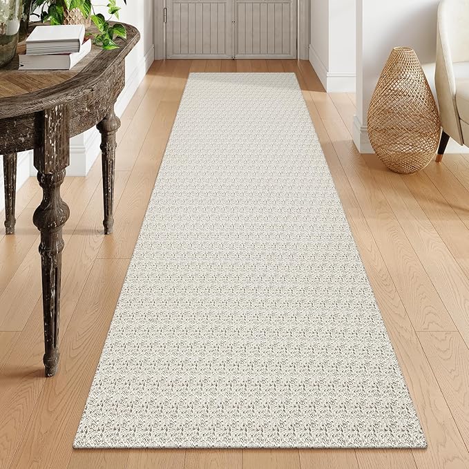 Collive Long Runners Rug for Hallways 2.6x8 Washable Kitchen Runner Rugs Non-Slip Rubber Backed Boho Hallway Runner Rug Tan Braided Farmhouse Carpet Floor Runner for Hall Bedroom Doorway