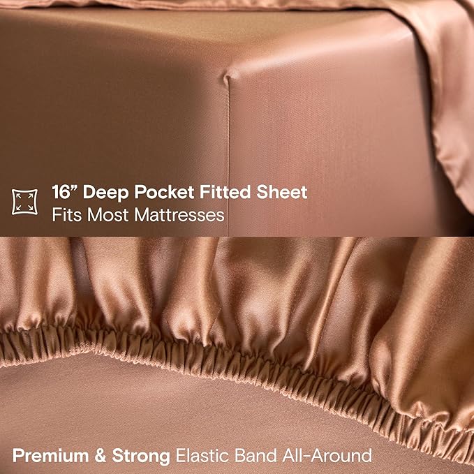 DOZ Sheet Set, 100% Viscose derived from Bamboo, Organically Grown, Buttery Soft, Cooling Sheets, High GSM, Deep Pockets - 3 Piece - 2 Pillowcases 1 Fitted Sheet (Clay, Full)