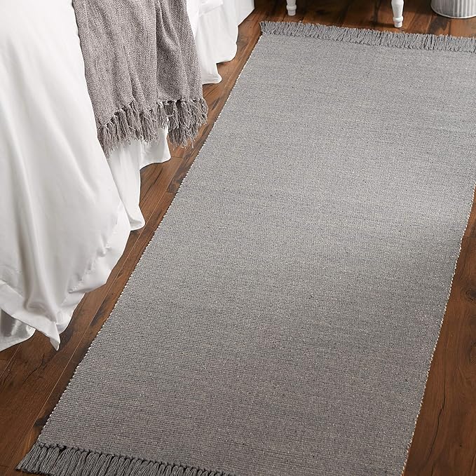 DII Woven Rugs Collection Ribbed Reversible Cotton, Runner, 2 ft 6 in x 6 ft, Gray & Off-White
