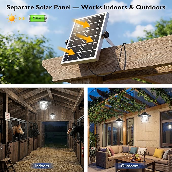 ropelux Solar Shed Lights Outdoor Indoor, 2000 Lumems Solar Light with Pull String, Cool & Warm White All Day Working Solar Chicken Coop Lamp, Waterproof for Gazebo, Shop, Garage, Barn, Porch