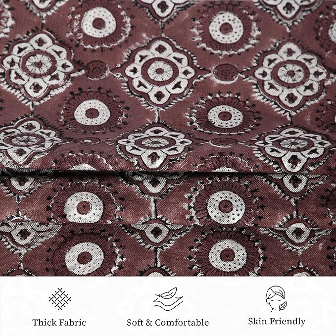 Handmade Block Print 100% Thick Cotton 20 x 20 inch Throw Pillow Cushion Cover with Zipper - Pillowcase for Bedroom, livingroom, Couch, Sofa, Outdoor, Chair, Bed, Home Décor-Uma (Teracotta Pink)
