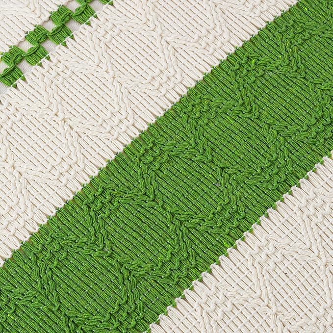 Fancy Homi Set of 2 Boho Lime Green Lumbar Decorative Throw Pillow Cover 12x20 Inch for Couch Bed Sofa Chair, Modern Organic Farmhouse Home Decor, Soft Cotton Cute Accent Rectangle Cushion Case