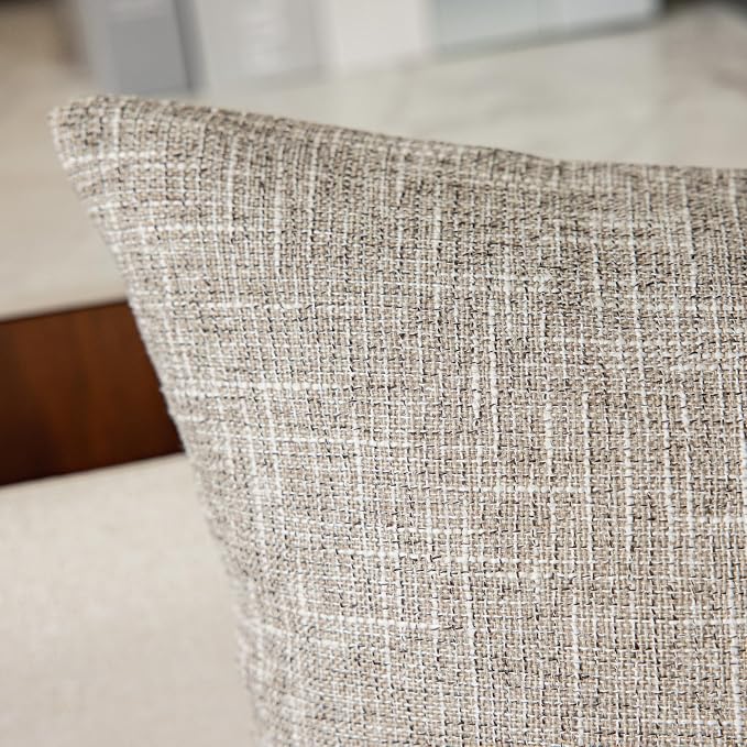 Kevin Textile Throw Pillow Cover Faux Linen Square Cushion Cover Pillowcase, Hidden Zipper, 22x22 inch (2 Piece, Sesame Grey)