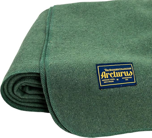 Arcturus Bighorn 100% Virgin Wool Blanket | Heirloom-Quality Wool Bedding for Home & Cabin | Warm, Thick & Durable (Queen Size, Sage)