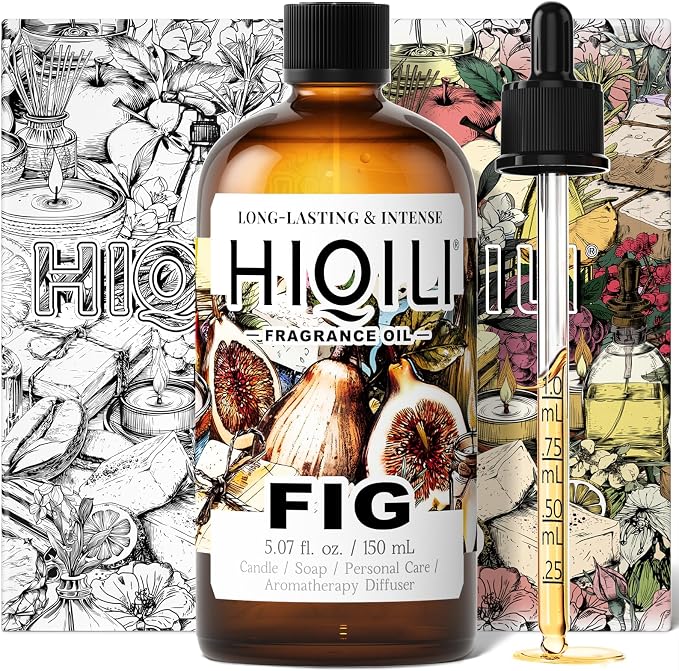 HIQILI Fig Fragrance Oil, DIY Perfume, Add to Bath & Body Products - 150ML | Suitable for Hotel Scent Diffuser, Candle & Soap Making Kit, Add to Skin Care Product, Graduated Dropper Included