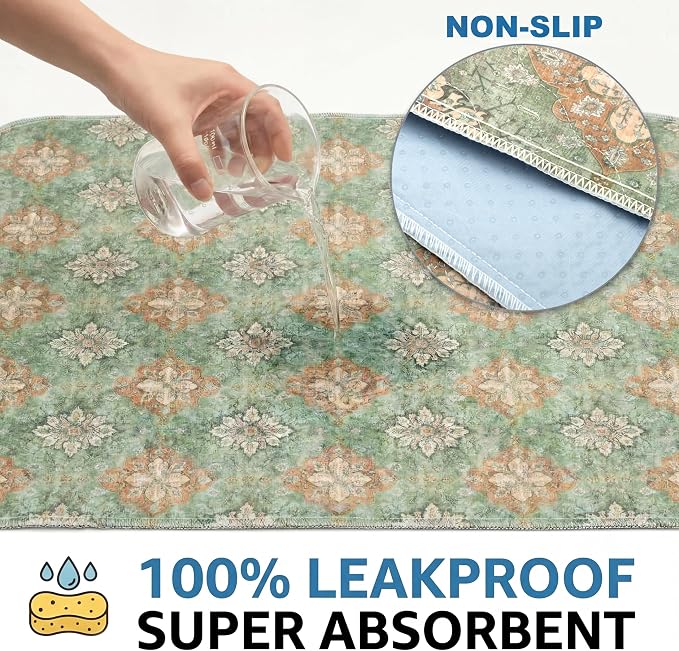Washable Pee Pads for Dogs,Great Urine Absorbent Reusable Puppy Training Pads,Waterproof,Leak-Proof & Non-Slip Potty Pads for Whelping,Crate,Playpen,Bed.(Green Floral Flat,72"x72")