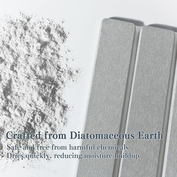 2pcs Stone Dish Drying Mat for Kitchen Counter, Quick-Dry Diatomaceous Earth Water Absorbent Pad & Countertop Drainer, Home Essentials for Bath and Pets - Marble Light Grey, 24x16’’ & 8x4’’