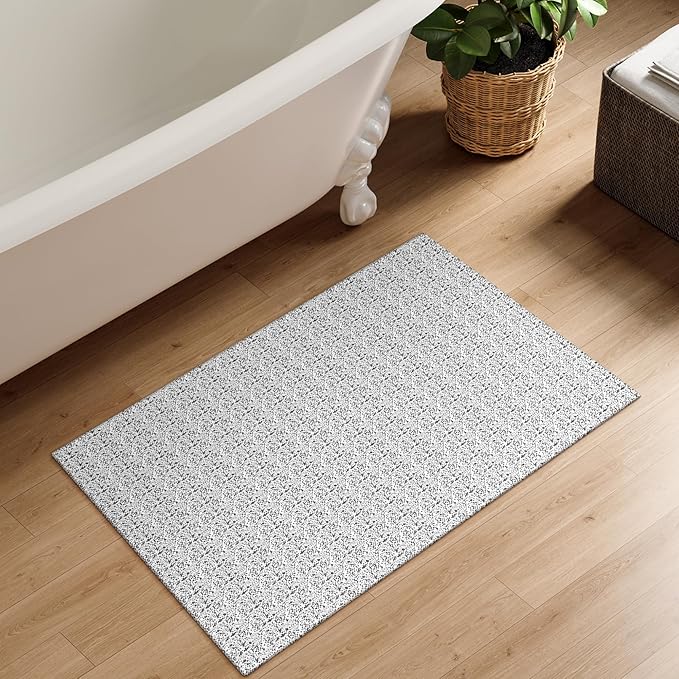 Collive Small Bathroom Rug 2x3, Washable Entryway Rugs Rubber Backed Indoor Doormat, Gray Woven Cotton Kitchen Carpets Boho Farmhouse Throw Mat for Bedroom Entrance Front Door