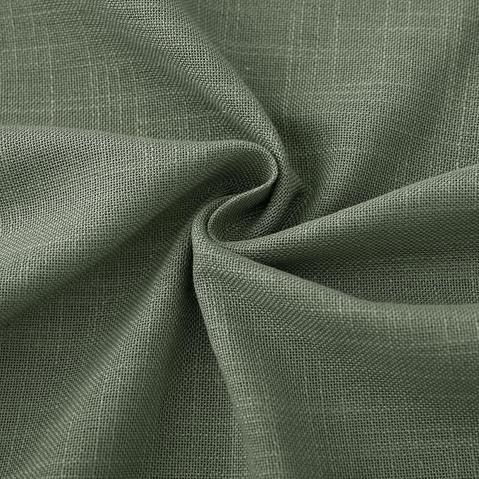 Olive Green Curtains 108 inch Length 2 Panels for Bedroom Back Tab Light Filtering Semi Sheer Drapes Linen Cotton Textured Airy Modern Farmhouse Living Room Sage Aesthetic Decor 52x108