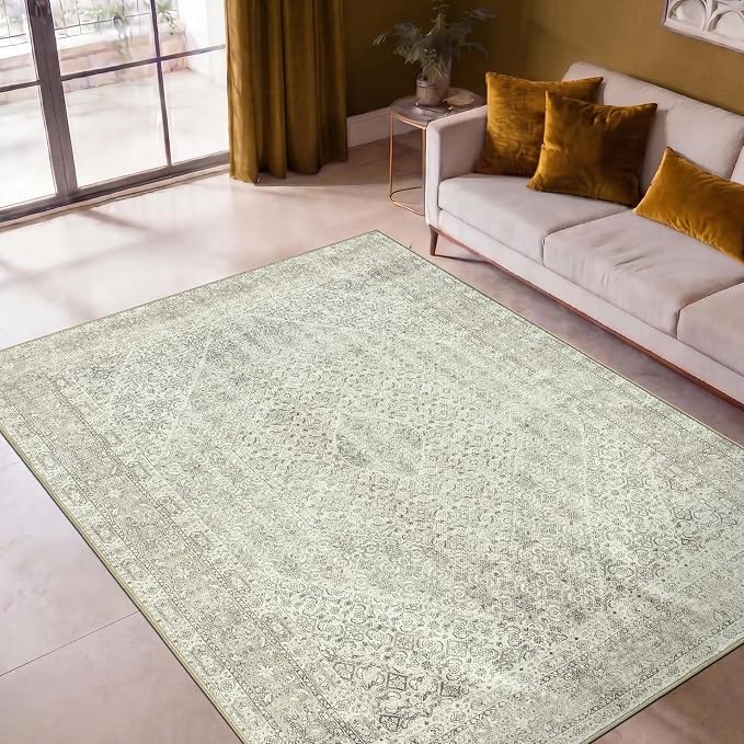 Keen Home Design 3x5 Rug - Machine Washable Entry Rug with Non-Slip Backing, Ideal for Enteryway, Kitchen, Bathroom, Laundry Room - Vintage, Easy Clean, Durable, Low Pile Rug - (3' x 5')