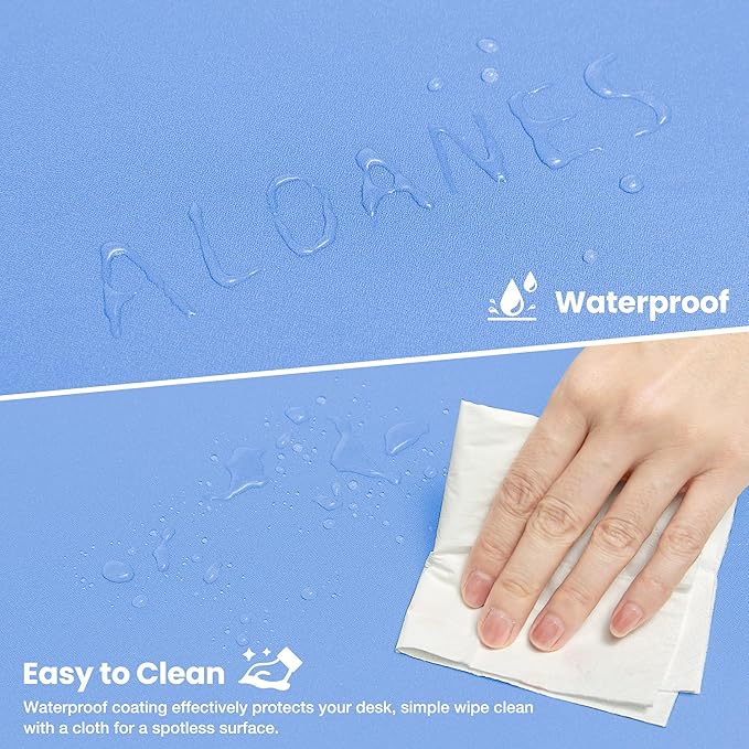 ALOANES Waterproof Mouse Pad, XL Gaming Keyboard Pad with Anti-Slip Base, Grain Jacquard Surface, Extend Desk pad for Gamer, Office & Home, Blue Mousepad 31.5"x 11.8"x 0.12"