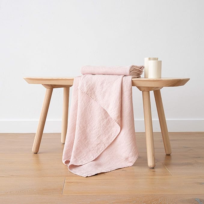 LinenMe Washed Waffle Bath Towel, 39 x 63, Rosa