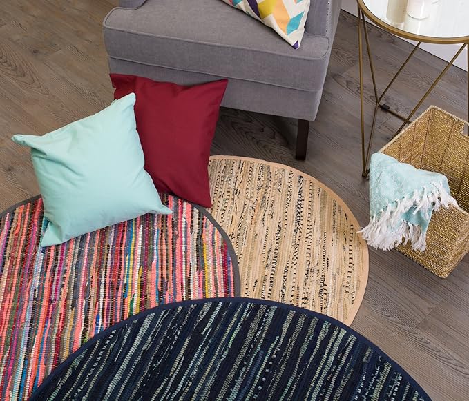 DII Chindi Home Collection Handwoven Multicolor Area Rag Rug, 36" Round