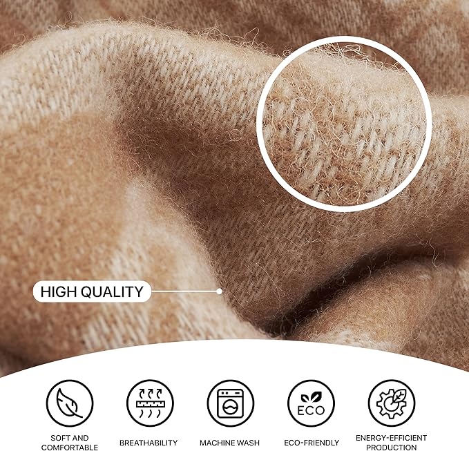 | Wool Blanket/Throw | 100% New Zealand Wool | Perfect for Home and Outdoors | Virgin Wool Blanket with Fringes 55"x79" (140 x 200 cm) (Coffee Leaves)