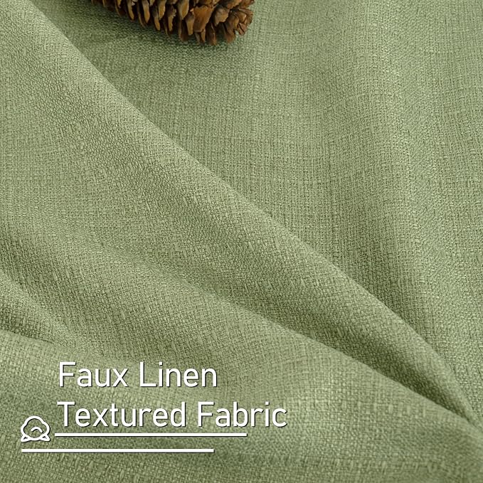 LAMIT Sage Green Linen Curtains for Living Room 84 inch Length, Spring Room Decor Linen Textured Light Filtering Curtains with Grommet for Bedroom/Farmhouse, Set of 2 Panels, W52 x L84