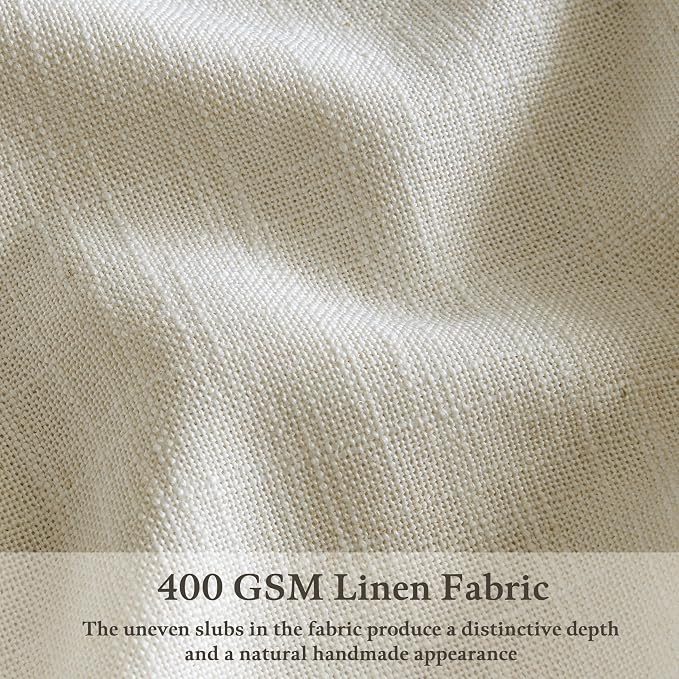 98 Inch Beige Linen Pinch Pleated Curtains 2 Panels for Living Room Bedroom Memory Training Shaped Semi Sheer Light Tan Pinch Pleat Drapes with Hooks Rings Light Filtering Window Curtain 50x98