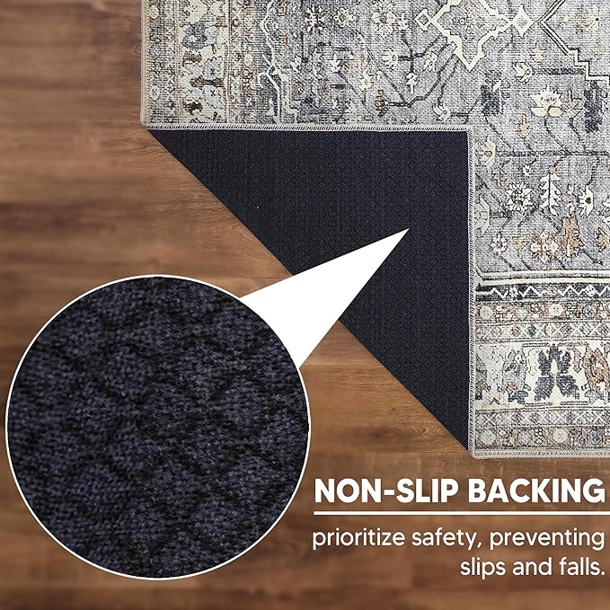 Keen Home Design 3x5 Rug - Machine Washable Entry Rug with Non-Slip Backing, Ideal for Enteryway, Kitchen, Bathroom, Laundry Room - Vintage, Easy Clean, Durable, Low Pile Rug - (3' x 5')