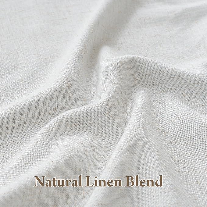 RYB HOME 100% Blackout Pinch Pleated Linen Curtains for Bedroom Living Room, Linen Textured Fabric with Liner Thermal Insulated for High Ceiling Large Window, Cream White, 40"W x L108"L, 2 Panels Set