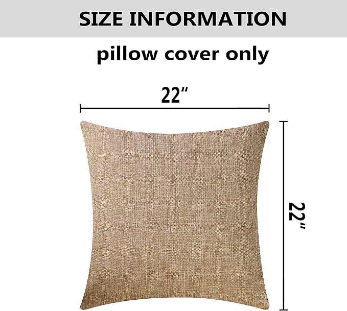 Home Brilliant 2 Pack Lined Linen Euro Sham Decorative Pillow Covers Cushion Covers for Kids, 55x55 cm 22 inch, Natrual Linen