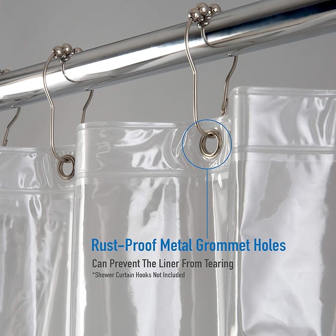 Bath Bliss 2 Pack PVC Heavy Weight Shower Curtain Liner | 4G | 70" x 72" |Rust Resistant Copper Grommets | Magnetic Hem | Super Clear