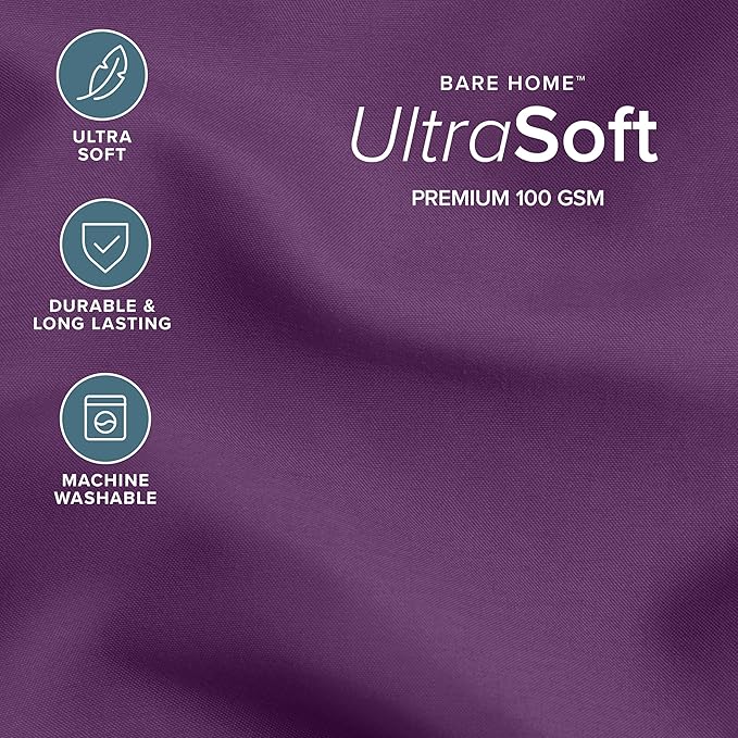 Bare Home Comforter Set - Oversized King Size - Ultra-Soft - Goose Down Alternative - Premium 1800 Series - All Season Warmth (Oversized King, Plum)