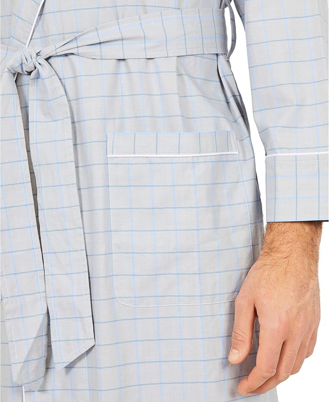 Nautica mens Long Sleeve Lightweight Cotton Woven Robe