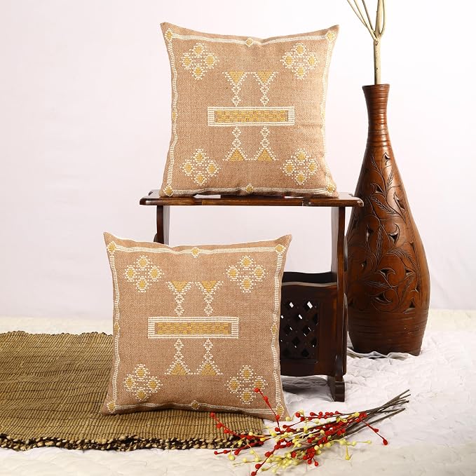 Trade Star 100% Cotton Throw Pillow Covers Handloomed Kilim Rug Decorative Cushion Cases Handwoven Pillowcase 18x18 Inches Set of 2 Sabra Cushion Covers
