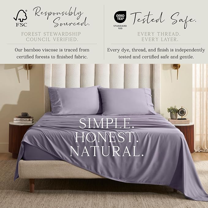 KARISSA MAE Pure Viscose from Bamboo King Size Pillowcase Set | 100% FSC Certified | Luxuriously Soft | Cooling | [Plum]