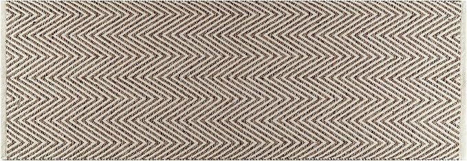 Cotton Chevron Hand Woven Area Runner Rug 2x6 Feet - Beige, Farmhouse Decorative Floor Runners Ideal for Hallways, Kitchen, Bedroom | Linen Nursery Neutral Geomatric Reversible Living Space Patio Mats