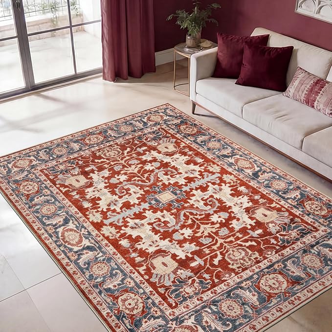 Keen Home Design 3x5 Rug - Machine Washable Entry Rug with Non-Slip Backing, Ideal for Enteryway, Kitchen, Bathroom, Laundry Room - Vintage, Easy Clean, Durable, Low Pile Rug - (3' x 5')