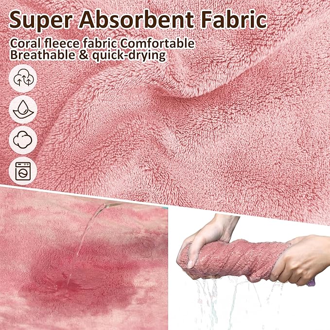Soft Dog Bathrobe Fast Drying Dog Coat, Super Absorbent Dog Towels for After Bath, Microfiber Pet Robe Adjustable Collar & Belly Warm Keeping Dogs Coat for Pet Dogs & Cats (Pink, Large)