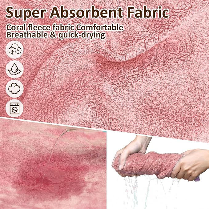 Soft Dog Bathrobe Fast Drying Dog Coat, Super Absorbent Dog Towels for After Bath, Microfiber Pet Robe Adjustable Collar & Belly Warm Keeping Dogs Coat for Pet Dogs & Cats (Pink, XX-Large)