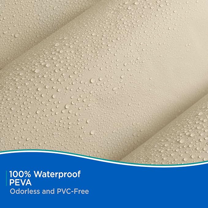 Kenney KN61436 Lightweight 3 Gauge Waterproof PEVA Shower Curtain Liner with Durable Eyelet Hang Holes and Weighted Magnetic Hem for Bathroom, 70" W x 72" H, Taupe, 1-Pack