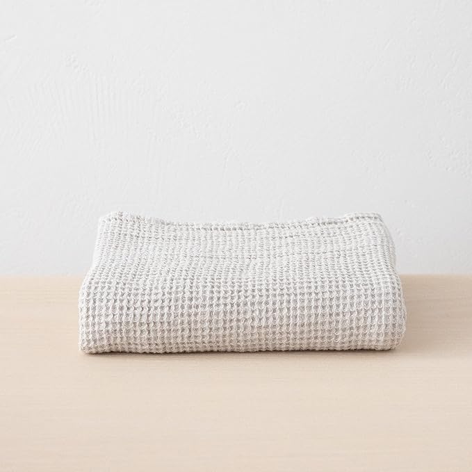 LinenMe Linen Waffle Big Bath Towel Silver, 30 x 51