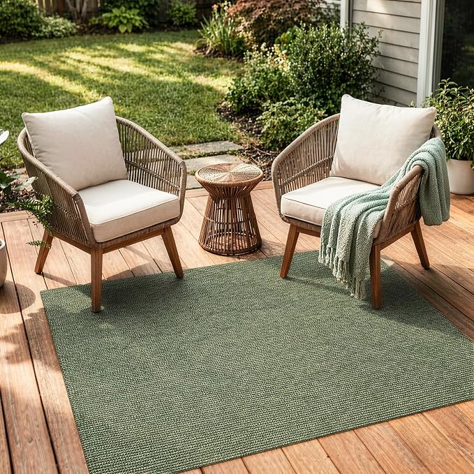 Uphome Boho Area Rug, 3x5 Machine Wasbable Rugs for Kitchen, Non Skid Low Pile Braided Cotton Farmhouse Entryway Rugs Indoor, Dirt Resistant Green Throw Rug Door Mats for Front Door Bedroom Bathroom