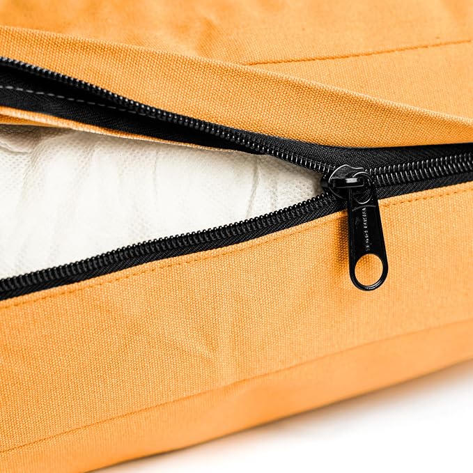 WHITEDUCK Outdoor Dog Bed Heavy-Duty 12oz Canvas, Water-Repellent Cotton, Machine Washable Removable Cover with Full-Length Zipper, Dog Bed for Large Dogs & Crate, (Tan) 36" Lx27 Wx4.3 th (L)