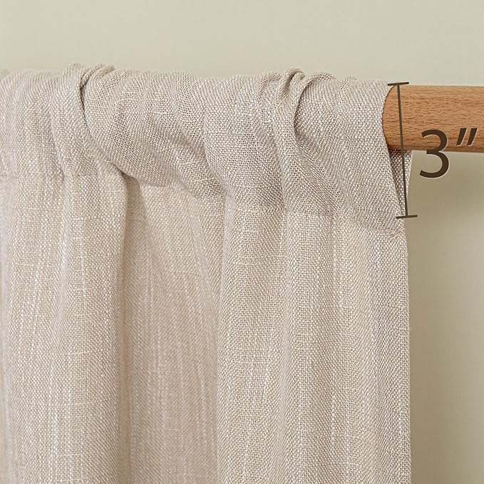 MYSKY HOME Oatmeal French Door Curtains for Door Window 72 Inch Length 2 Panels Semi Sheer Light Filtering Curtain for Bedroom Window Glass Rod Pocket for Kitchen Dining Room, Taupe, 26" Wide