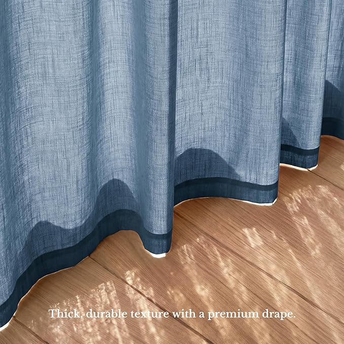 NICETOWN Stone Blue Linen Curtains 84 inch Long 2 Panels Set, 55" Wide Thick Flax Linen Blend Organic Home Decor Rod Pocket & Back Tab with Light Filtering for Bedroom/Living Room