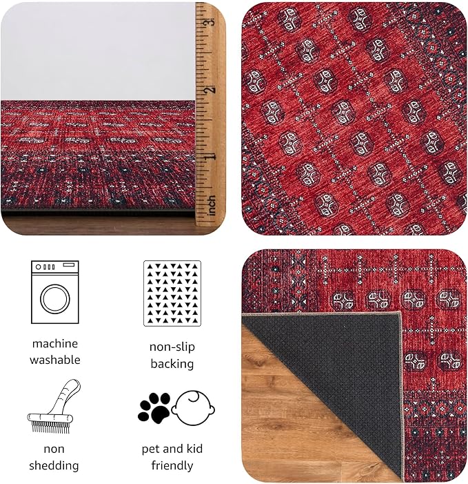 Keen Home Design 3x5 Rug - Machine Washable Entry Rug with Non-Slip Backing, Ideal for Enteryway, Kitchen, Bathroom, Laundry Room - Vintage, Easy Clean, Durable, Low Pile Rug - (3' x 5')