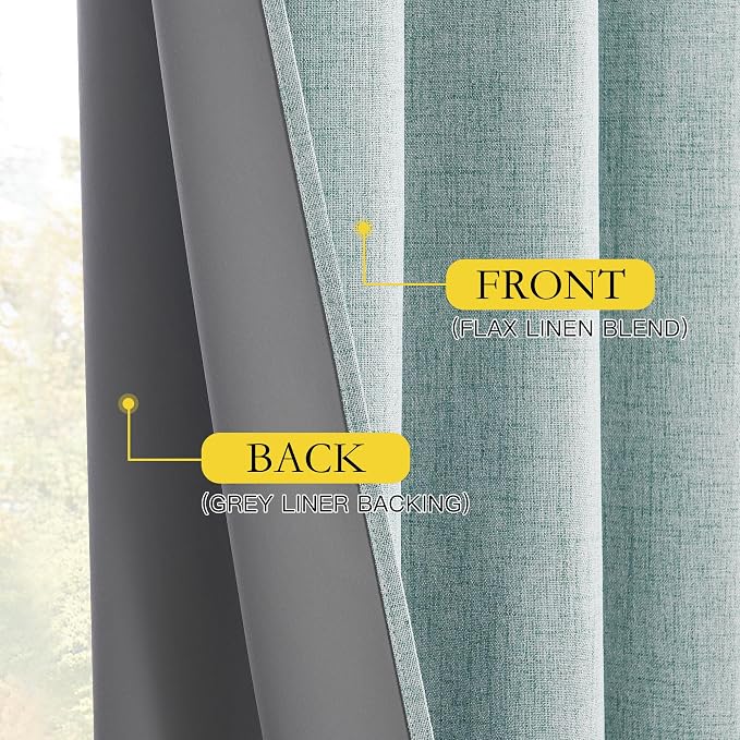 NICETOWN Seafoam Green Blackout Curtains for Living Room 2 Panels, W52 x L84 in Each, Privacy Protection & Noise Reducing Draperies Back Tab & Rod Pocket Top, Grey Lined Insulated Window Treatments