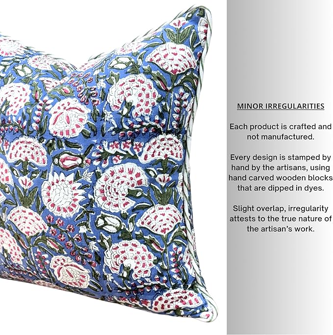 ATOSII Block Print Throw Pillow Covers, 18 X 18 - Set of 2, Decorative Couch Pillows for Living Room Bed Sofa, 100% Cotton Canvas Pillowcase for Home Decor & Outdoors, Preppy Throws - Clover Pink